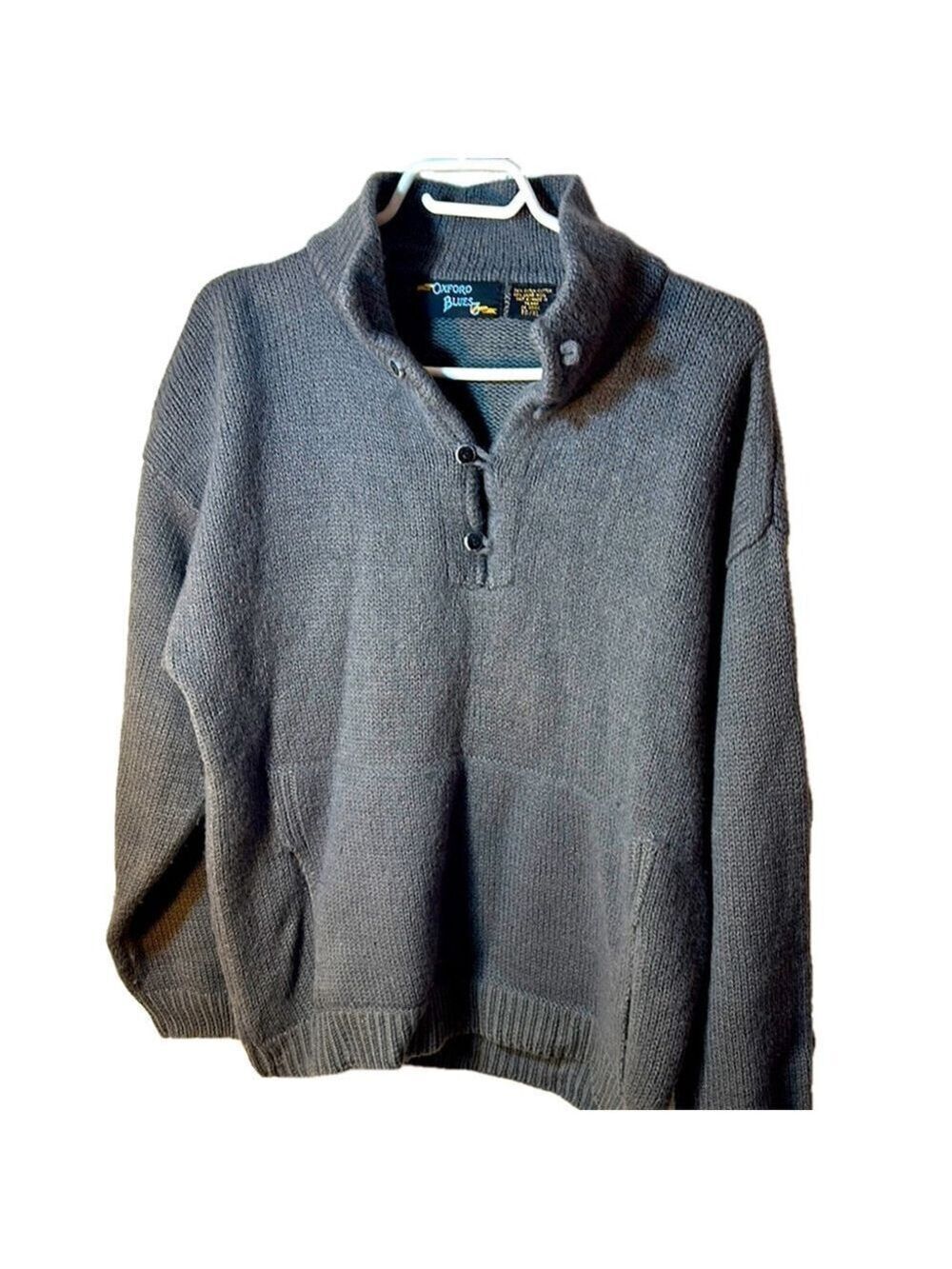 Oxford Blues Gray Knit wool and cotton blend men's Sweater size XL